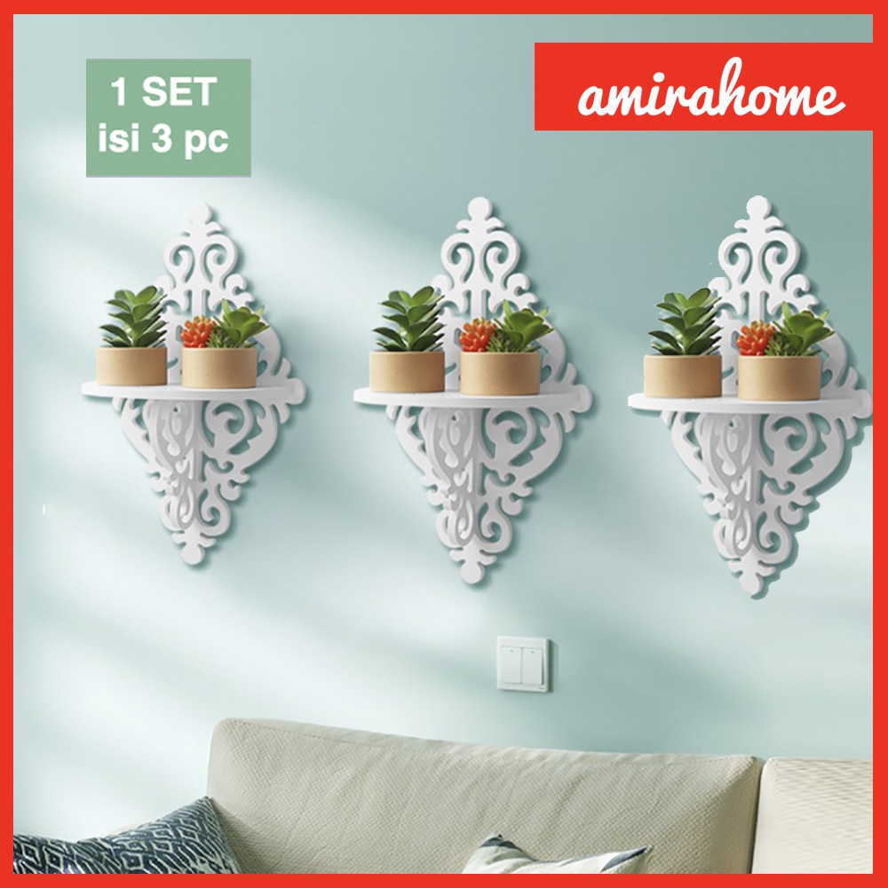 Rak Dinding Shabby Chic 1 set dekorasi rumah vintage hiasan dinding kamar