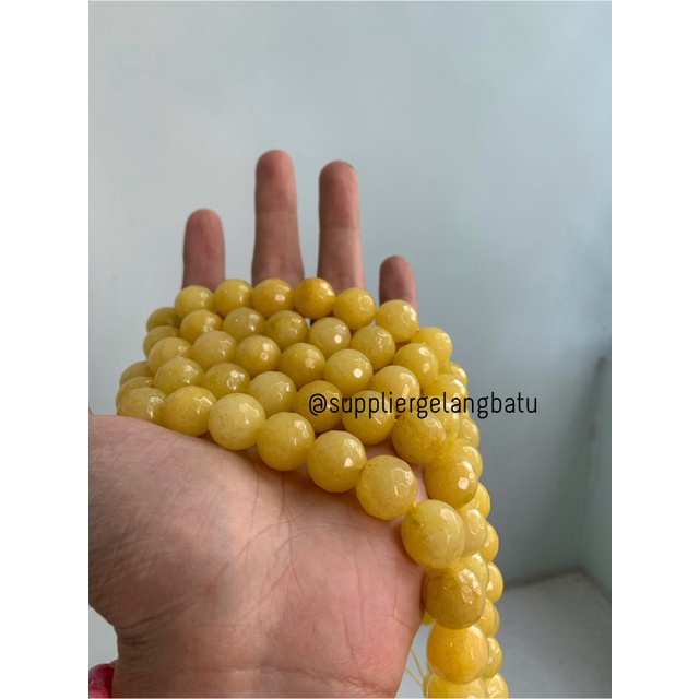 batu alam YELLOW AGATIS FACETED 14mm cutting kuning aksesoris craft