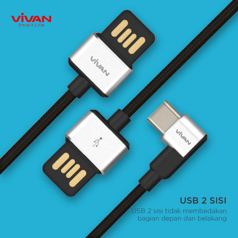 Charger Fast Charging VIVAN Casan USB Original (Power Oval 3.0) Free Kabel USB Micro/iPhone/Type C