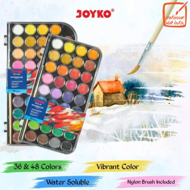 

joyko watercolor solid 36/48 warna
