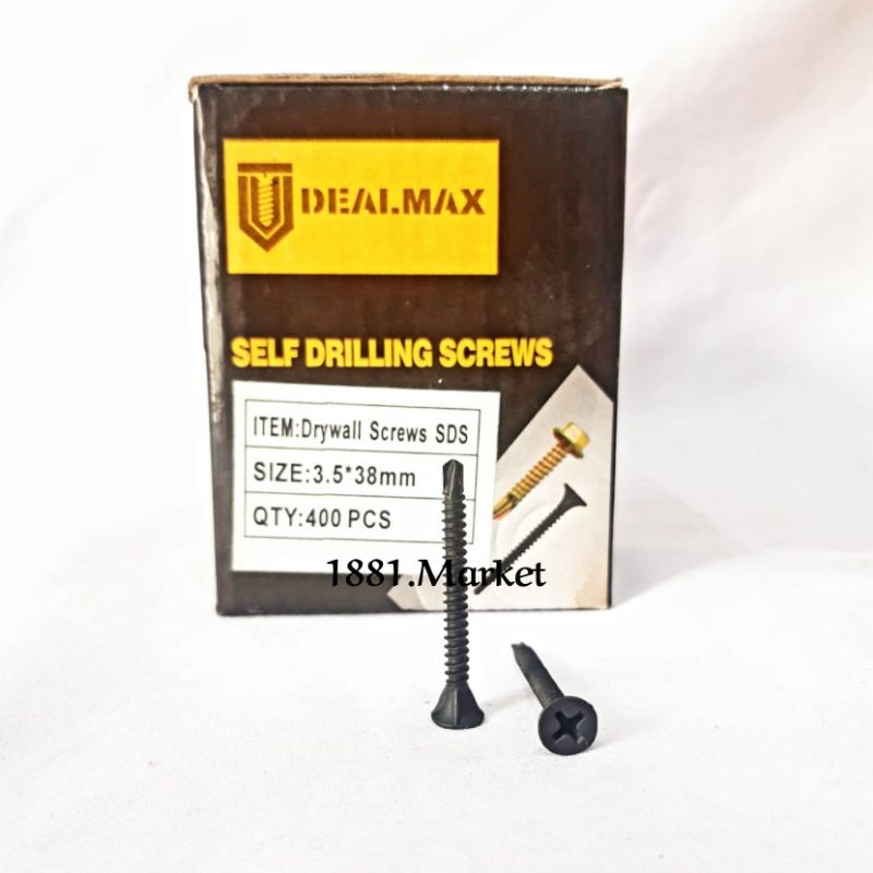 SEKRUP SDS / BAUT GRC DEALMAX 3.5 x 38 MM BAJA HITAM ISI 400 PCS