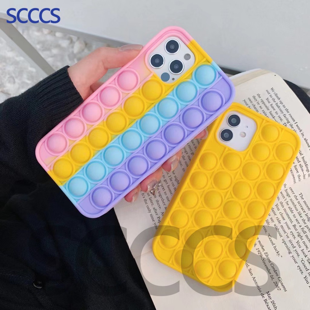 Casing Iphone 12 Pro Mini 11 Xs Max Xr 7 8 Plus Motif Pop It Push Bubble