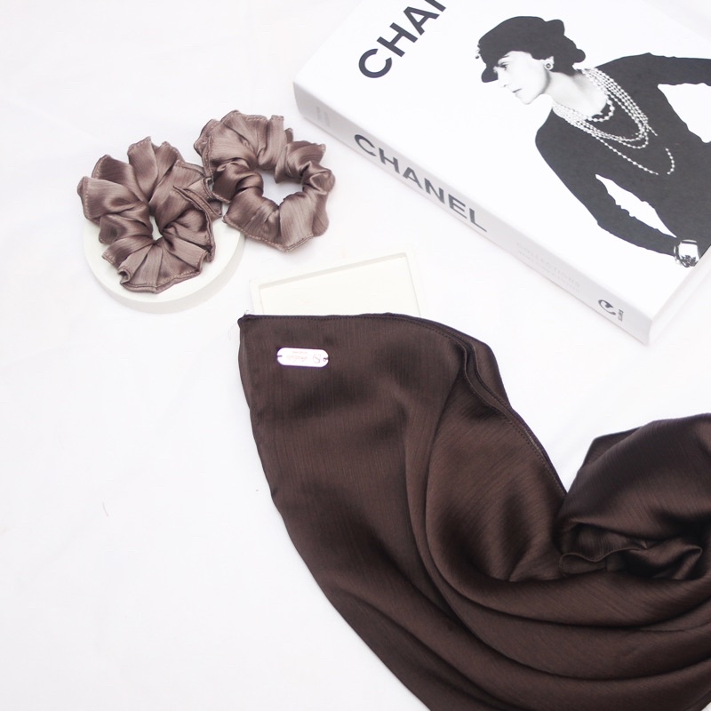 MALAY SILK SHAWL | PASHMINA CRINKLE TEXTURED SILK PREMIUM-Browny
