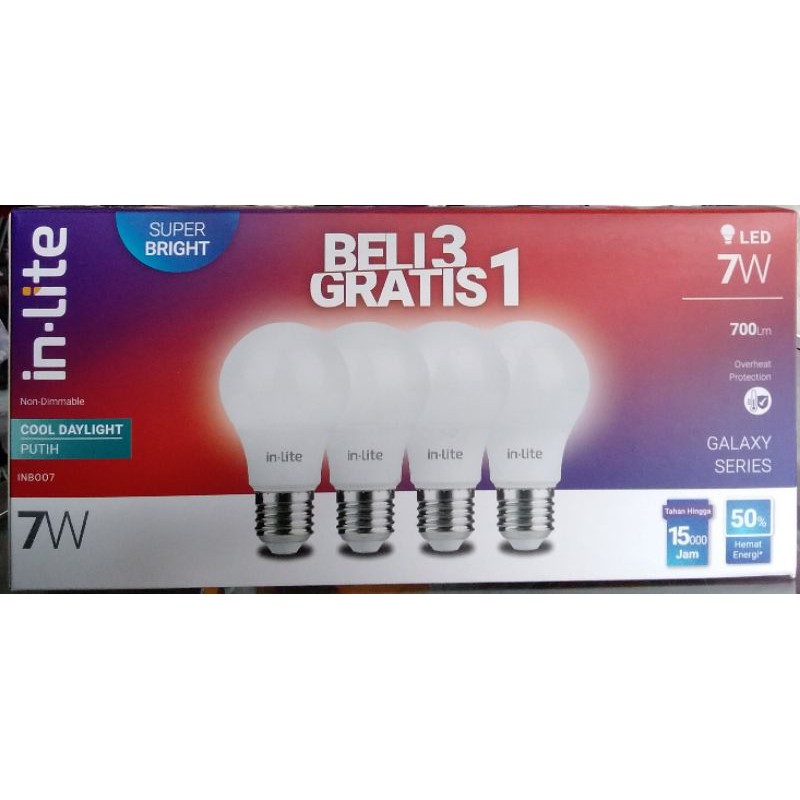 In Lite Lampu LED Multipack Beli 3 gratis 1  5W, 7W, 9W, 12W, 15W