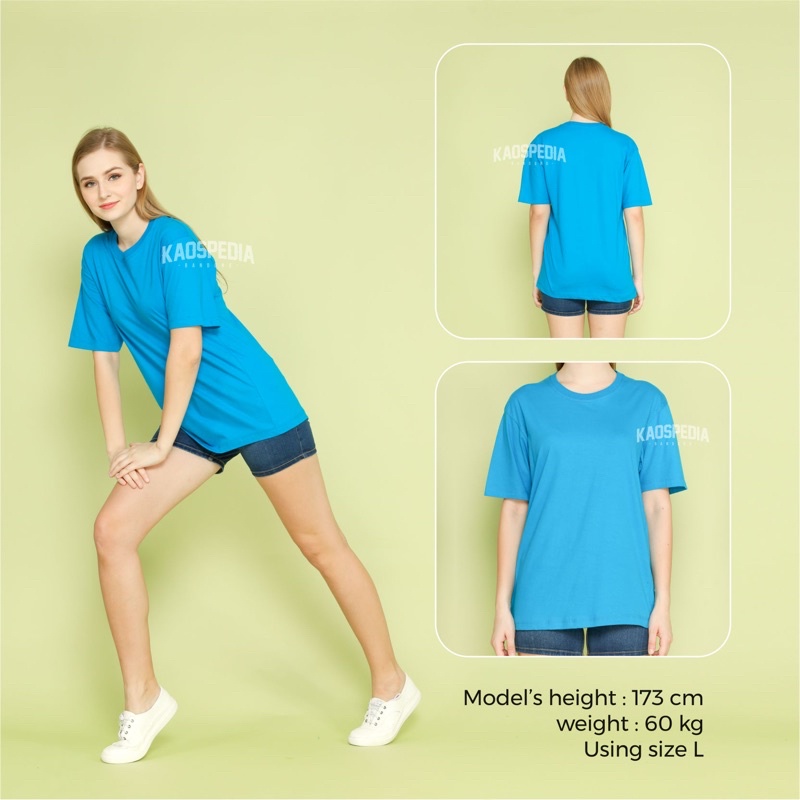 KAOS POLOS COTTON COMBED 30S LENGAN PENDEK PRIA WANITA-BLUE OCEAN
