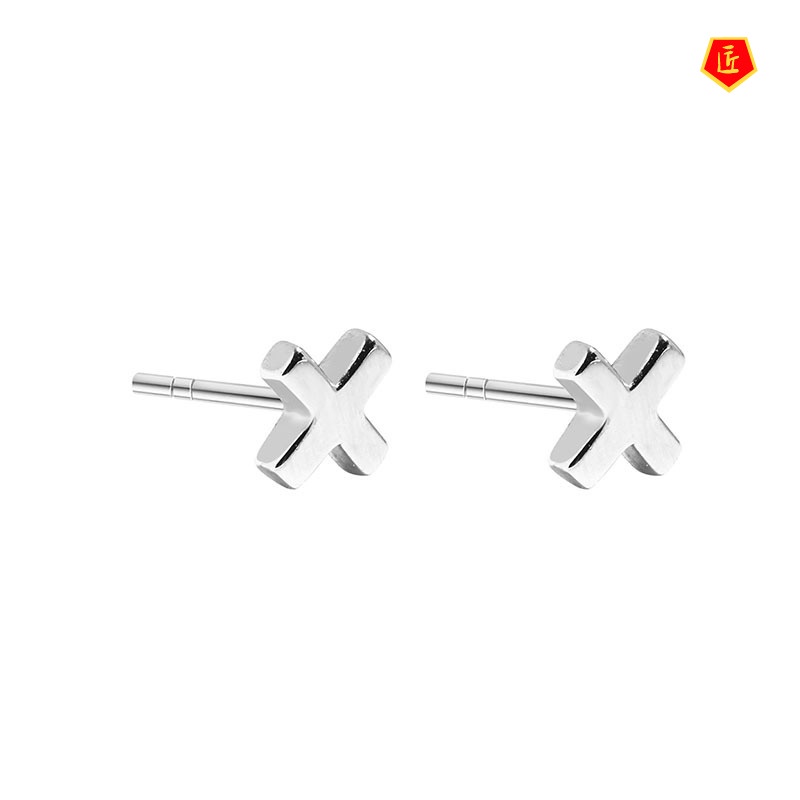 [Ready Stock]Simple S925 Silver Mini Cross Stud Earrings