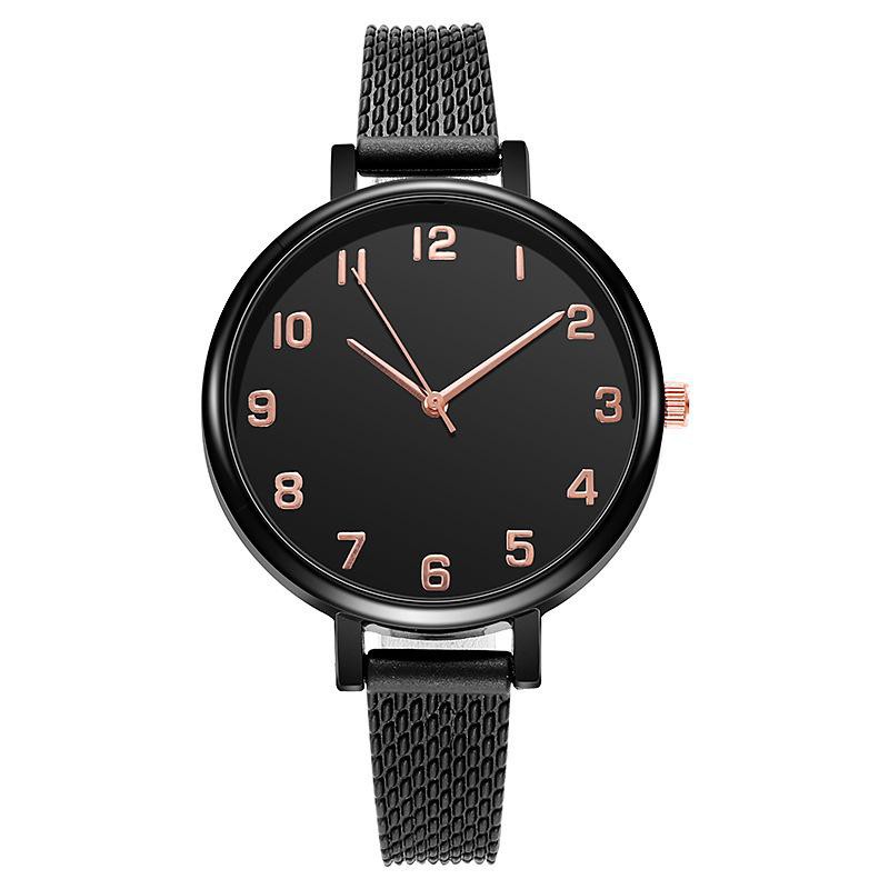 ✅COD [BBS] Jam Tangan Analog Quartz Tali Strap PU Corak Dengan Warna Gradasi Untuk Wanita Dan Pria-Hitam