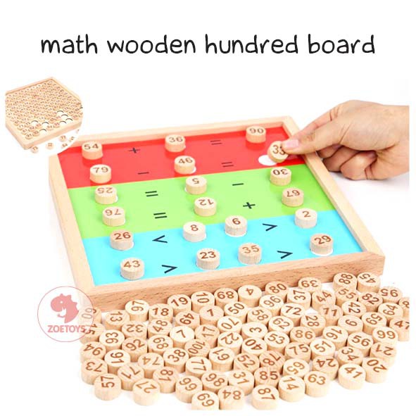 Zoetoys Montessori Math Wooden Hundred Board | Dual function Papan Kayu Montessori 1-100 - Apparatus Board multiplication table board papan belajar matematika penjumlahan pengurangan perkalian pembagian montessori | Mainan Edukasi Anak