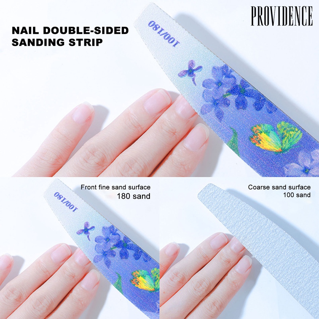 Providence 6Pcs/Set Nail File Half Moon Shape Double Side Sandpaper Nail Buffer Colorful Professional Manicure Tools for Female