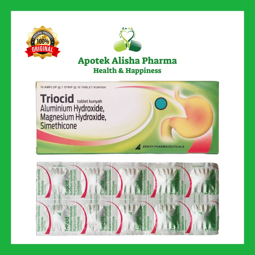 Triocid Tablet(Strip 10tablet)-Triosid Tablet Obat Maag/Mual/Perih/Kembung/Sakit Uluhati