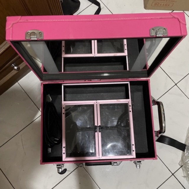 Beauty case koper sonia miller professional pink preloved like new lampu led