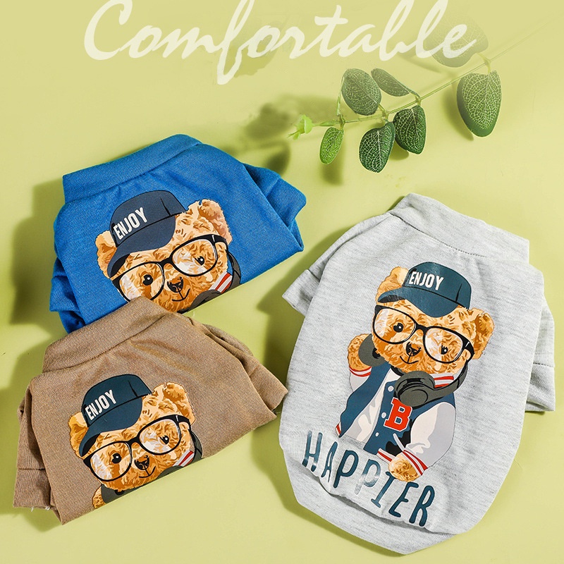 Sweater Kaos Hoodie Motif Kartun Beruang Dengan Saku Besar Untuk Anjing / Kucing Peliharaan