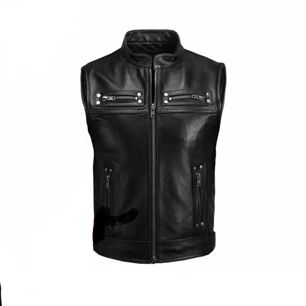 ROMPI KULIT ASLI PRIA CASUAL BIKERS KEREN WARNA HITAM