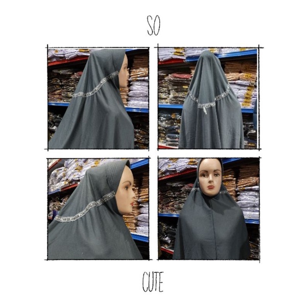 Jilbab Sekolah  Instant SMA Abu - abu Model Rabani