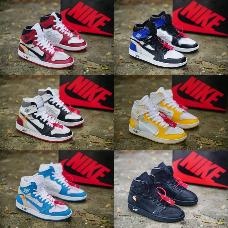 Sepatu Nike Jordan 1 High Off White (Sepatu Basket) pria Ukuran 39-44. Grade Ori