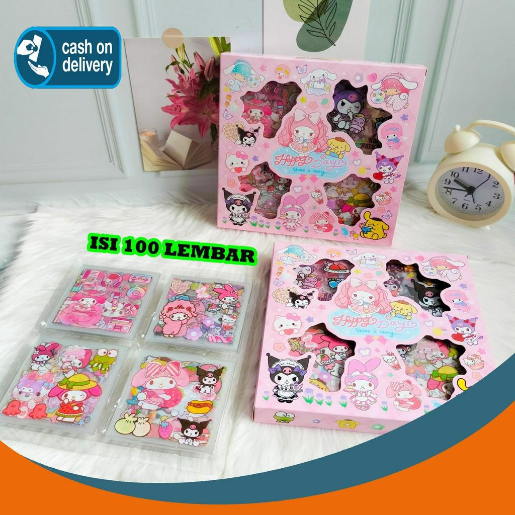 

STICKER BOX SANRIO ISI 100 LEMBAR SET DAILY MANUAL CUTE PATTERN DECORATIVE TAPE STICKER GIFT CRAFT