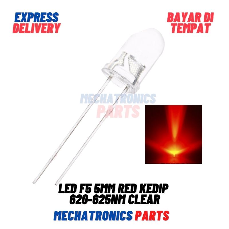 [DSP-9256] LED F5 5MM RED KEDIP 620-625nm CLEAR