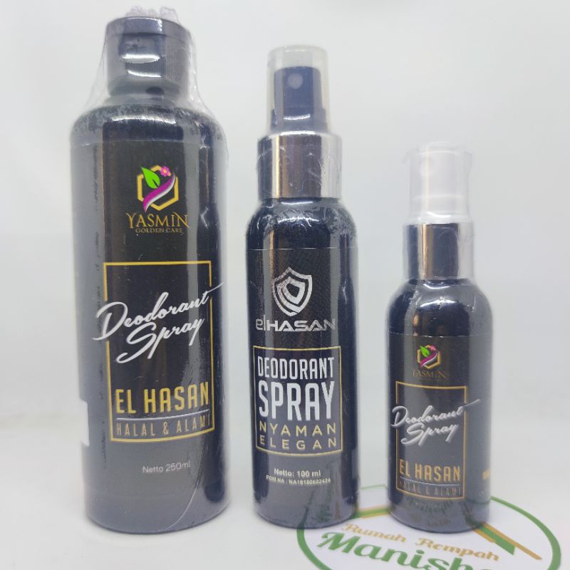 El Hasan Deodorant Spray For Men 100ml Yasmin - Deodorant Spray Untuk Pria - Deodorant Spray BPOM Halal Alami