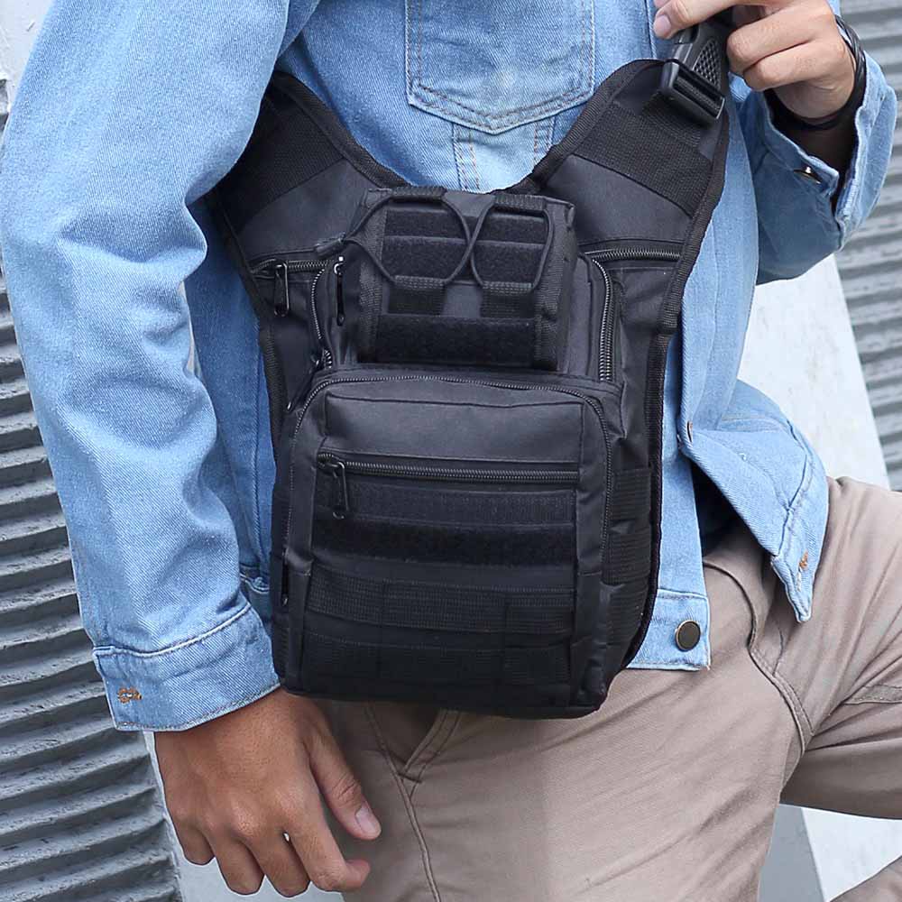 Tas Selempang Slingbag Tentara Tactical Tas Samping Loreng Pria Warna Hijau dan Hitam