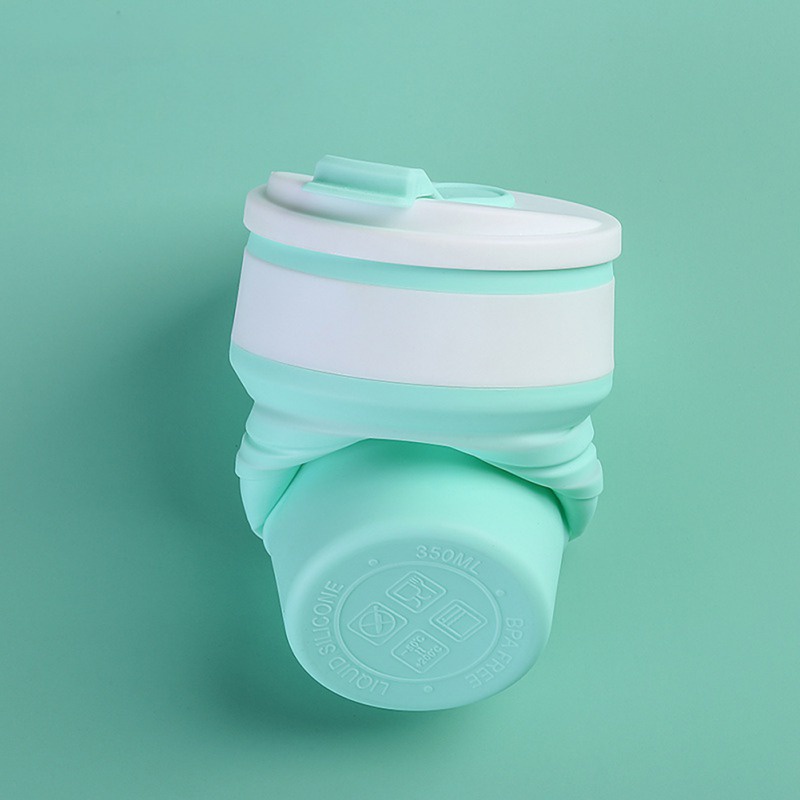 Cangkir Air Minum Lipat Portabel Bahan Silikon Ukuran 350ml Untuk Travel