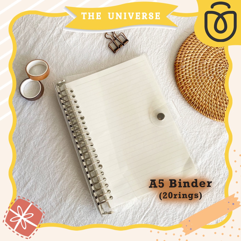 (THE UNIVERSE) 20 Rings Binder A5 Bening Transparent 20rings Binder Bening BuJo Aesthetic Binder - ST015