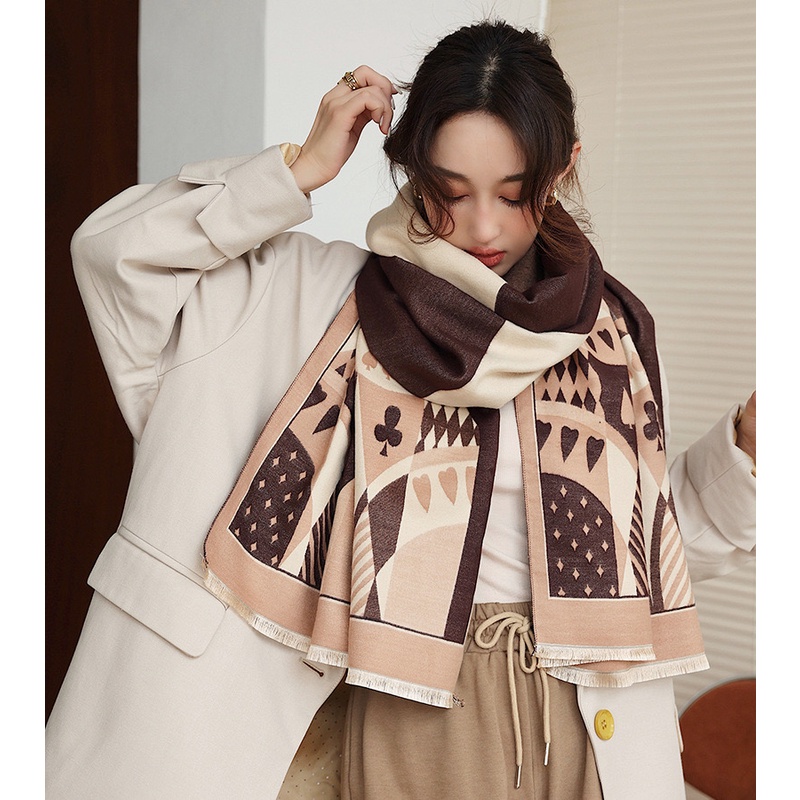 Rylee Syal Scarf Shawl Elegan Motif Import Cashmere