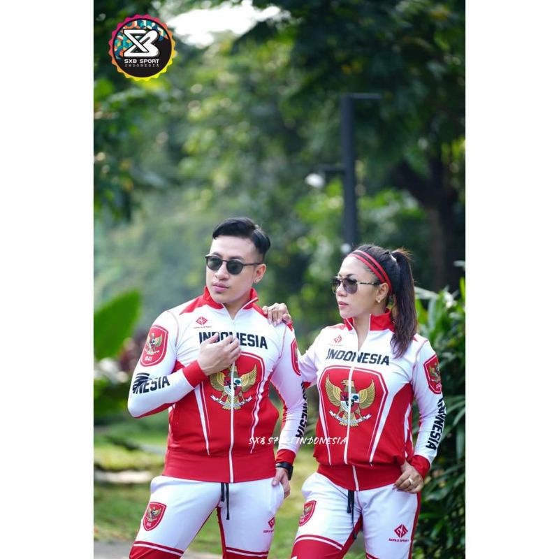 SETELAN BAJU OLAHRAGA PRIA WANITA SENAM AEROBIK SXB GOALS NATIONAL LOGO JACKET AND JOGGER