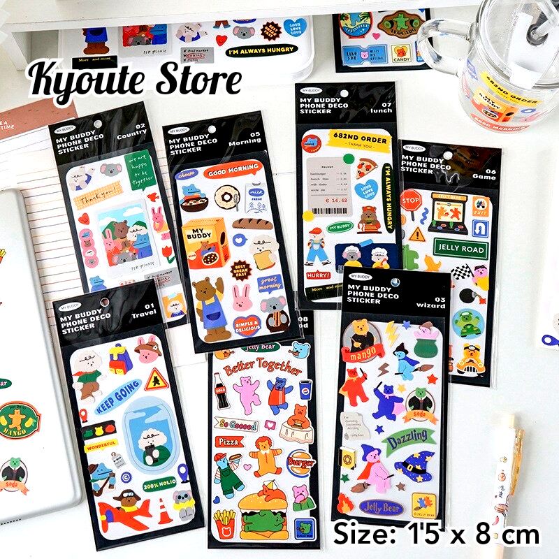 

Sticker Sheet Dekorasi Cute Bear Friends Activity Scrapbook DIY Bujo Journal Planner Hiasan Case HP