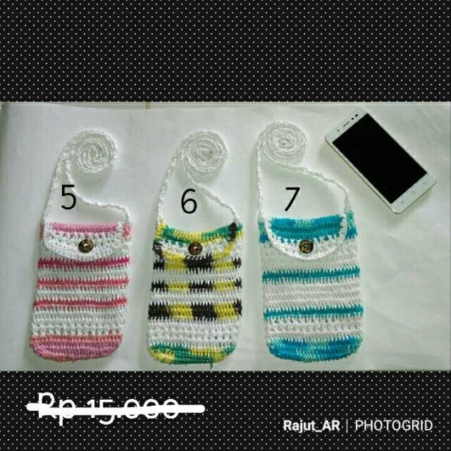 Tas Rajut Handmade selempang hp unik lucu murah promo Tas Rajut Handmade selempang hp unik lucu murah promo