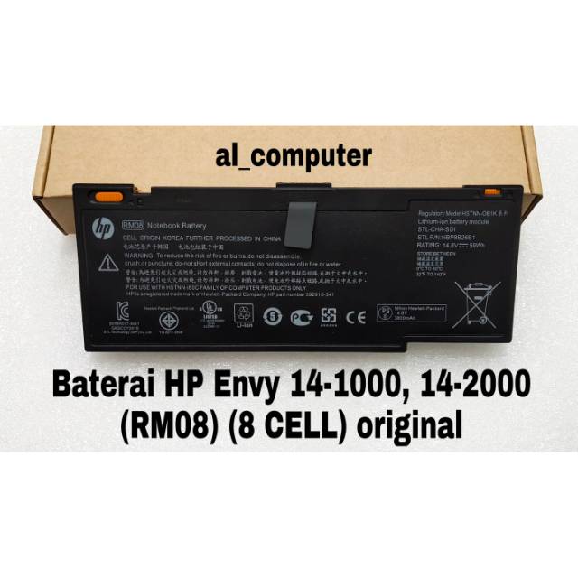 Baterai HP Envy 14-1000 14-2000 (RM08) (8 CELL) original
