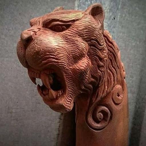 Gagang Golok Kayu Ukir Macan Murah Pisau Sembelih Kerja Serbaguna