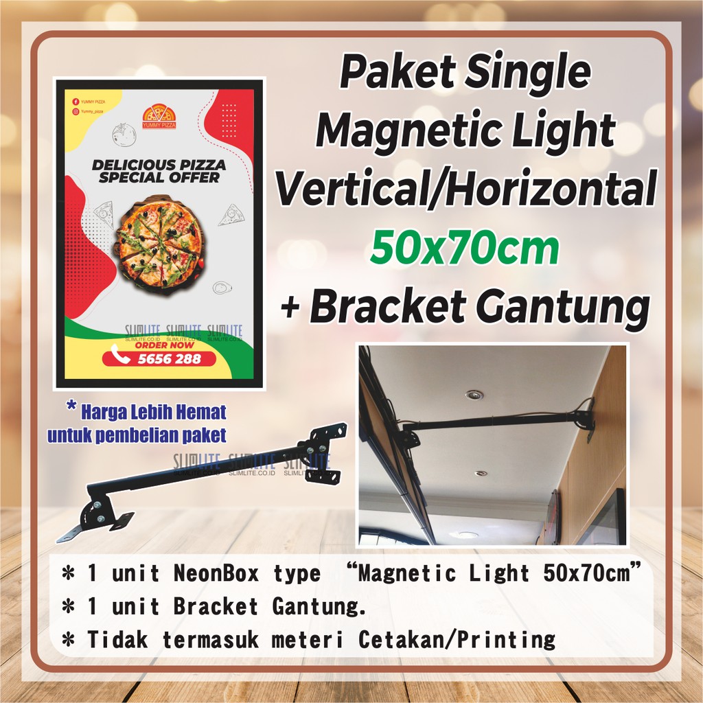 Paket NeonBox Magnetic Light 50x70cm + Bracket Gantung - Paket Menu Cafe