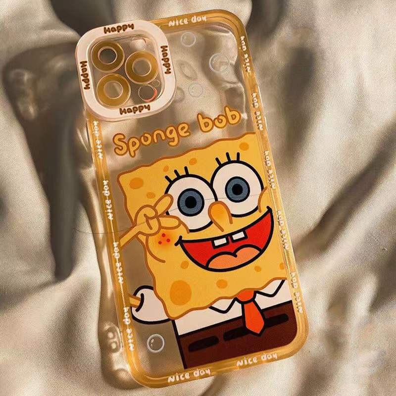 Pupil TPU soft case couple iphone 13 12 11 pro X Xs max 7 8 plus SE2020 fun cartoon sponge baby case iphone