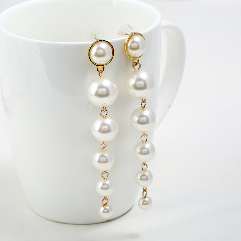 New fashion hanging pearl earrings, long anti-pearl sets, ladies earrings, jewelry wholesale