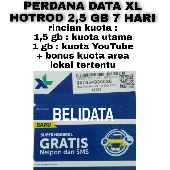 PERDANA DATA XL HOTROD 2,5 GB 7HARI