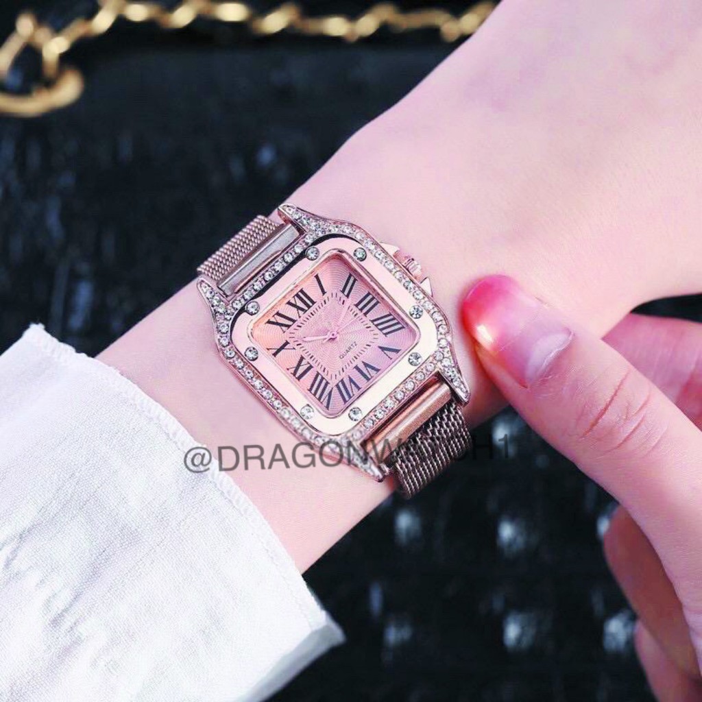 COD✅-Jam tangan wanita rantai segi magnet Penuh kristal analog watch fashion kualitas import   S1164