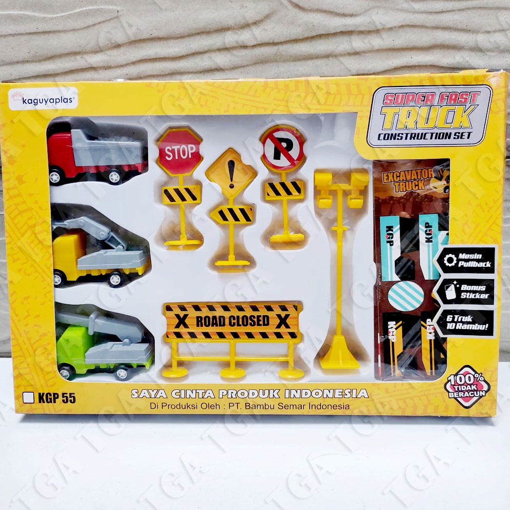 Super Fast Truck KGP55 Construction Set Mainan Truk Konstruksi Mini Rambu