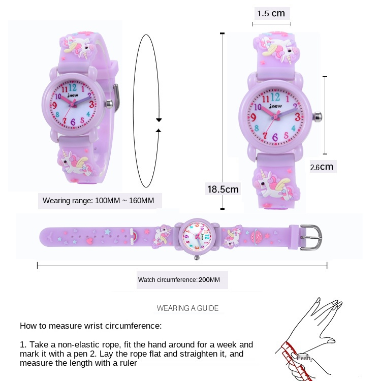 【READY STOCK】JNEW watches kids cheap watches kid watch for boy and girl Cartoon unicorn Wristband waterproof baby watch analogue watch children sports watch Slave watch student watches