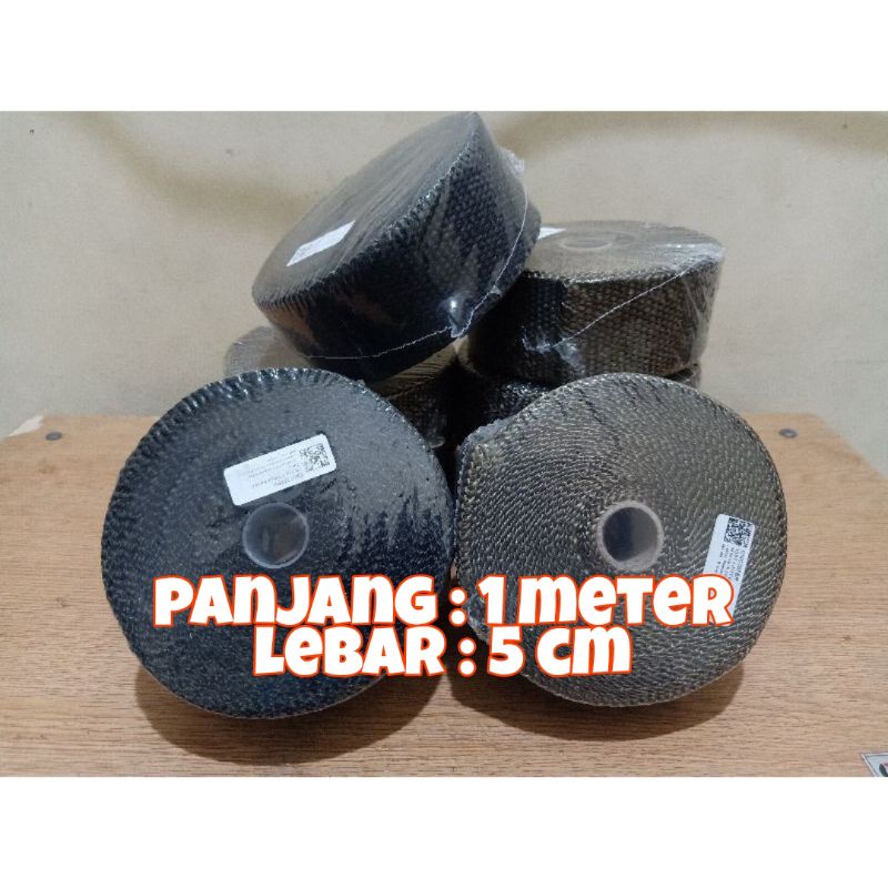 1 meter peredam panas fiber glass knalpot motor mobil exhaust wrap lakban peredam panas knalpot / la