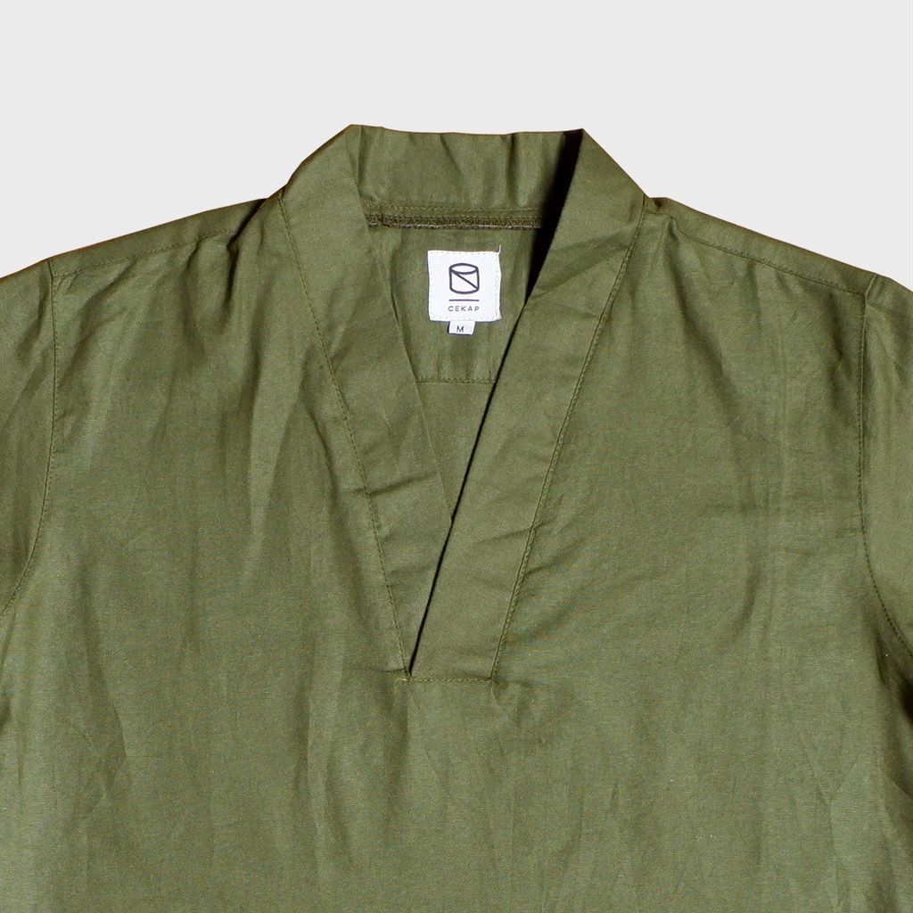 limited baju koko nara olive by cekap - kemeja koko warna hijau olive