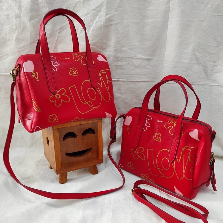 Tas Wanita Branded Fossill Sydney Satchel Red Love - 100% Original - Hopestead Store