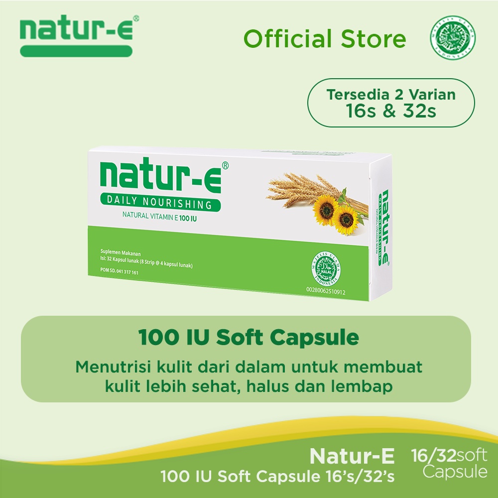 Natur-E Skin Start Natural Vitamin E 100 IU 16s/32s Soft Capsule suplemen / vitamin / vitamine Image 4