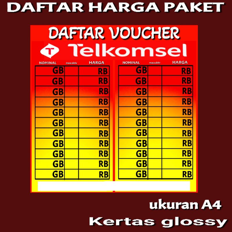 

DAFTAR HARGA PAKET DATA KONTER DAN PHONCEL GF6