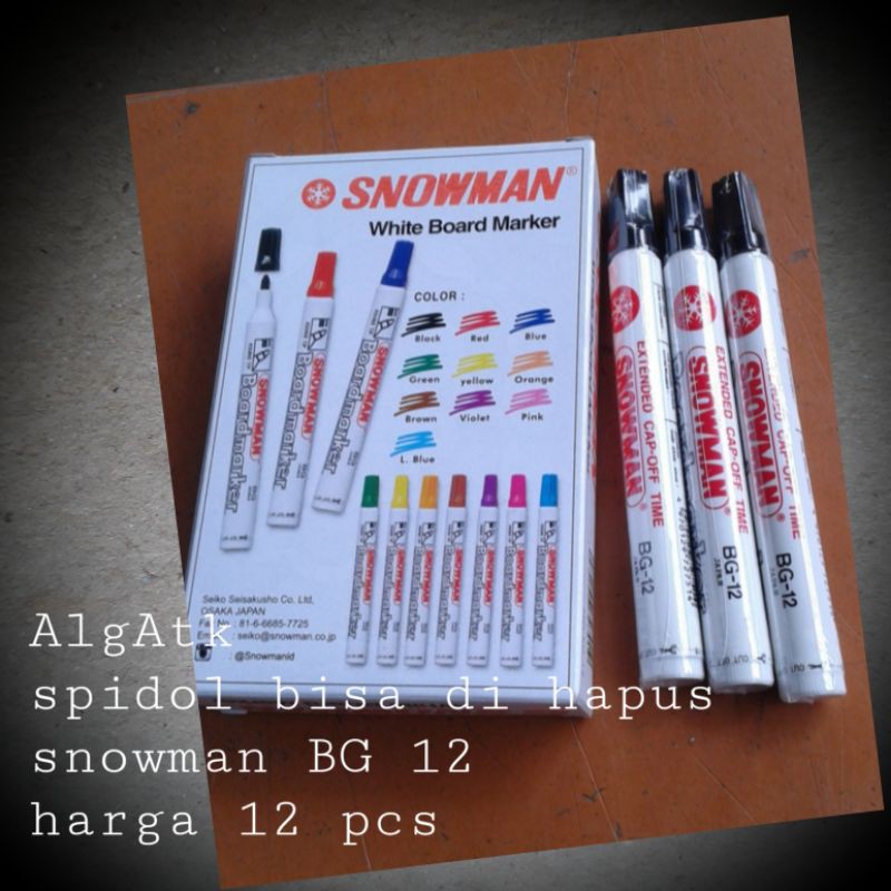 

spidol whiteboard snowman BG 12 harga untuk 12 pcs