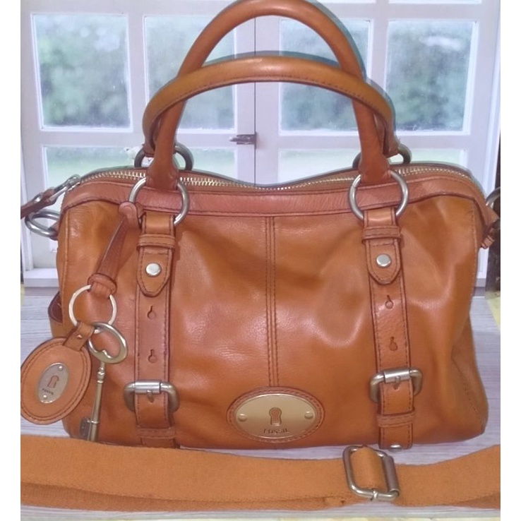 SOLD FOSSIL MADDOX SATCHEL CHESNUT