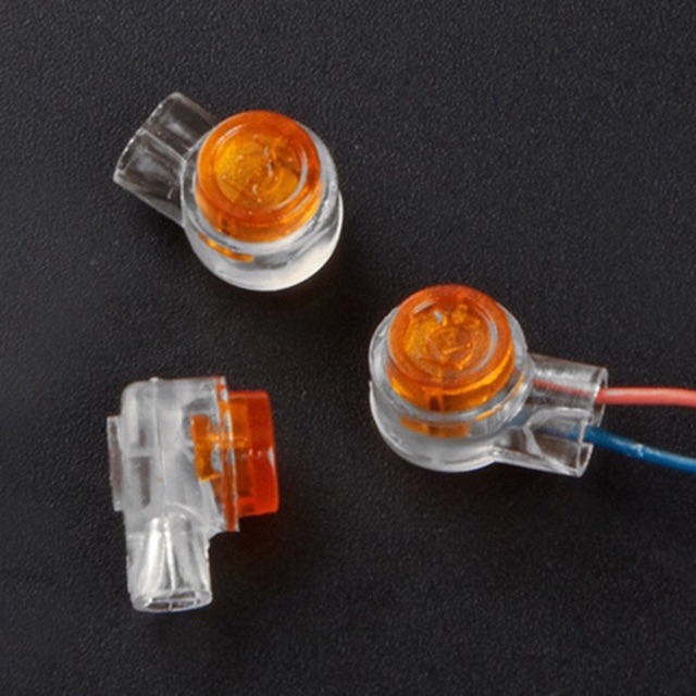 Klem Konektor untuk 2 Kabel Warna Orange Transparan Lock Joint Wire Cable Connector Clamp Listrik Telepon Data Network Lampu