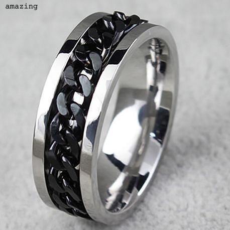✼ CINCIN PRIA COWOK KEREN TITANIUM - Full Hitam, 9 ✧