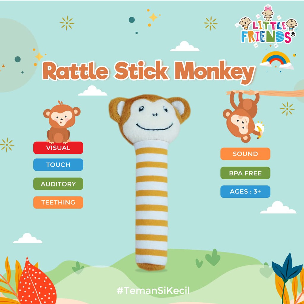 ♥BabyYank♥ BONEKA RATTLE STICK LITTLE FRIENDS - MAINAN BAYI - TOY - LFR2010 LFR2020 LFR2030 LFR2040