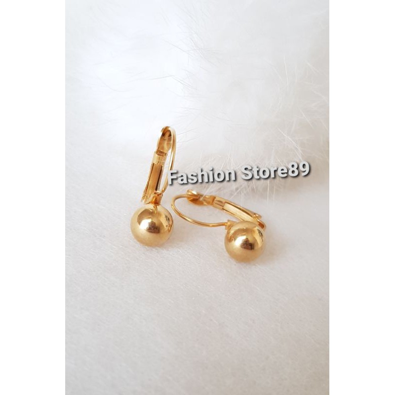 Anting Jepit Bulat import jurai Titanium gold white anting bulai jurai anting Bulat jepit antikarat