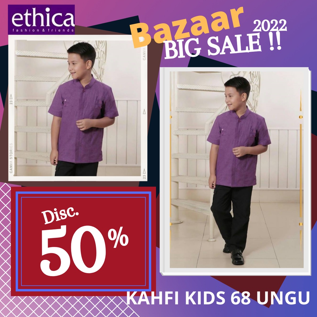 BIG SALE 2022 / BAJU STELAN ANAK ETHICA KAHFI KIDS 68 UNGU / BAJU ANAK ETHICA KAHFI KIDS PROMO / PRO